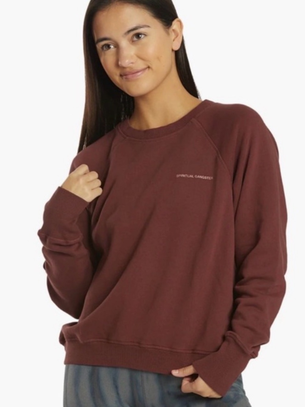 Spiritual Gangster Burgundy Crewneck Sweatshirt